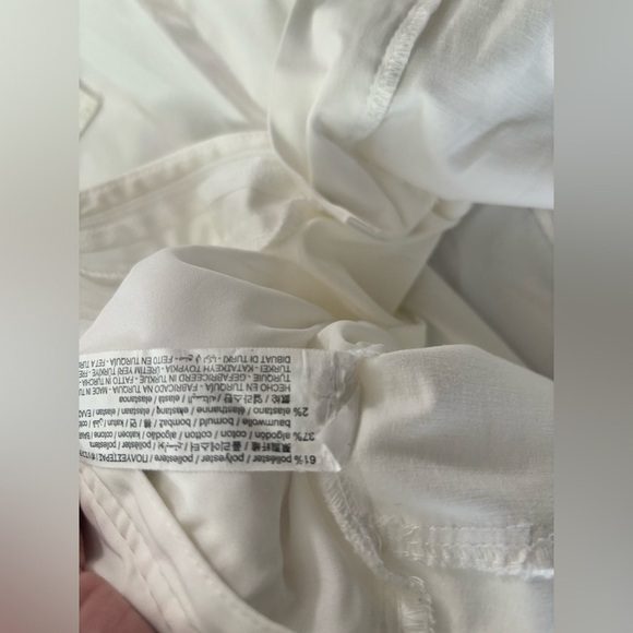 ZARA SATIN EFFECT CARGO Wide Leg White PANTS women’s size small - Picture 4 of 7